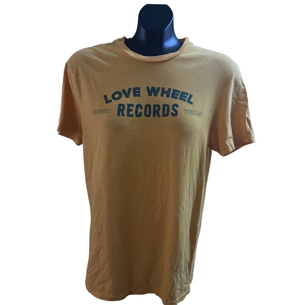 Love Wheel Records Austin Texas T-shirt Men’s Medium Yellow